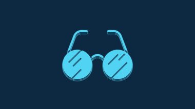 Blue Eyeglasses icon isolated on blue background. 4K Video motion graphic animation.