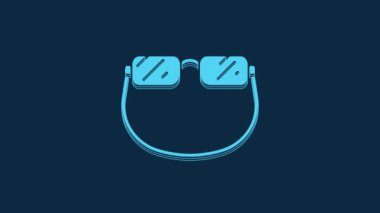 Blue Eyeglasses icon isolated on blue background. 4K Video motion graphic animation.
