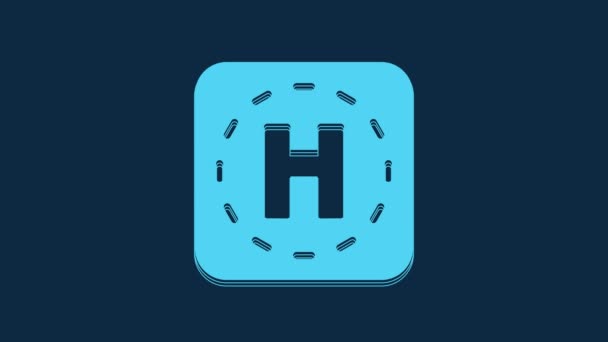 Blue Helicopter Landing Pad Icon Isolated Blue Background Helipad Area — Vídeos de Stock
