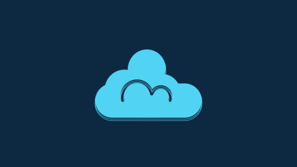 Icono Meteorológico Nube Azul Aislado Sobre Fondo Azul Animación Gráfica — Vídeos de Stock