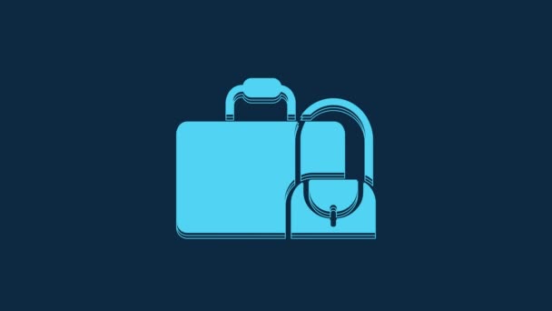 Blue Suitcase Travel Icon Isolated Blue Background Traveling Baggage Sign — Stock video
