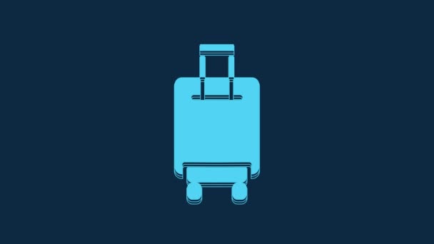 Blue Suitcase Travel Icon Isolated Blue Background Traveling Baggage Sign — Video
