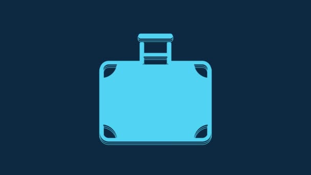 Blue Suitcase Travel Icon Isolated Blue Background Traveling Baggage Sign — Stok video