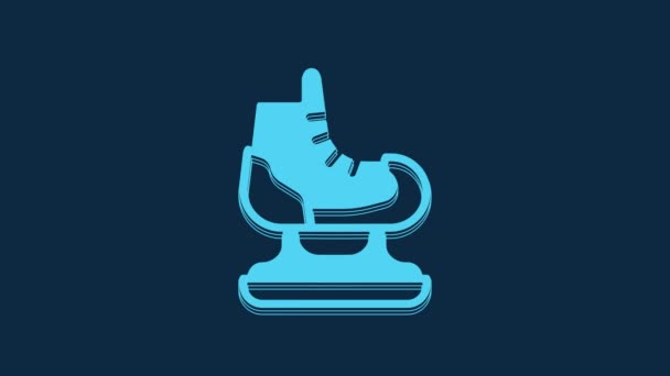 Ícone Patins Azuis Isolado Fundo Azul Ícone Sapatos Patinação Gelo — Vídeo de Stock