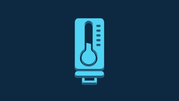 Blue Meteorology Thermometer Measuring Heat Cold Icon Isolated Blue Background — Wideo stockowe