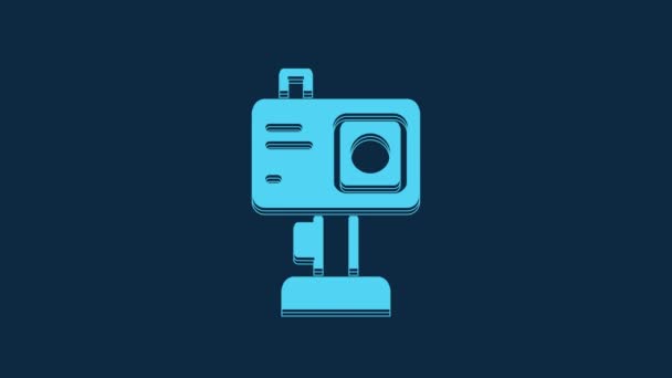 Blue Action Extreme Camera Icon Isolated Blue Background Video Camera — Wideo stockowe