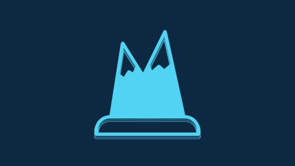 Blue Mountains Icon Isolated Blue Background Symbol Victory Success Concept — Αρχείο Βίντεο