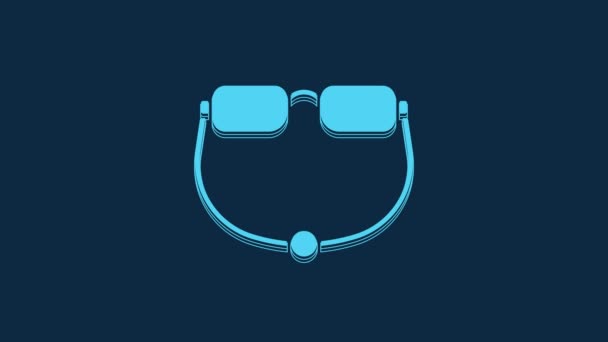Blue Eyeglasses Icon Isolated Blue Background Video Motion Graphic Animation — Vídeos de Stock