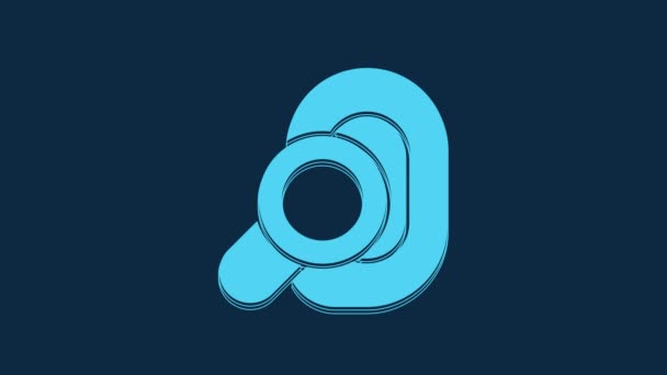 Pictograma Blue Hearing Ajutor Izolat Fundal Albastru Auz Ureche Animație — Videoclip de stoc