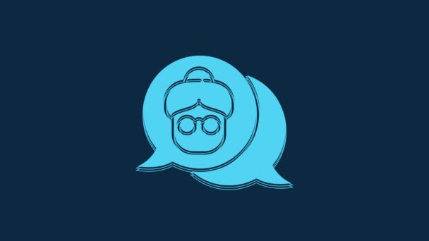 Blue Grandmother Icon Isolated Blue Background Video Motion Graphic Animation — Vídeos de Stock