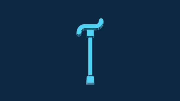 Blue Walking Stick Cane Icon Isolated Blue Background Video Motion — Stok video