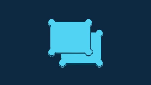蓝色矩形枕头图标隔离在蓝色背景上 Cushion标志 4K视频运动图形动画 — 图库视频影像