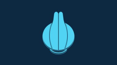 Blue Onion icon isolated on blue background. 4K Video motion graphic animation.
