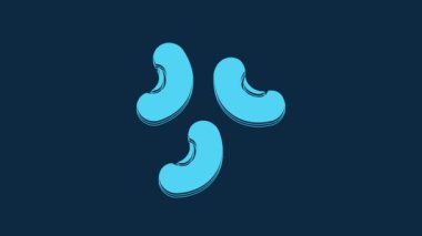 Mavi Fasulye simgesi mavi arkaplanda izole edildi. 4K Video hareketli grafik canlandırması.