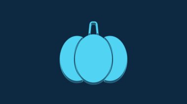 Blue Pumpkin icon isolated on blue background. Happy Halloween party. 4K Video motion graphic animation.