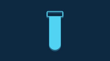 Blue Test tube and flask chemical laboratory test icon isolated on blue background. Laboratory glassware sign. 4K Video motion graphic animation.