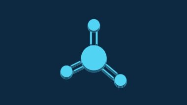 Blue Molecule icon isolated on blue background. Structure of molecules in chemistry, science teachers innovative educational poster. 4K Video motion graphic animation.