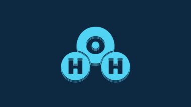 Blue Chemical formula for water drops H2O shaped icon isolated on blue background. 4K Video motion graphic animation.