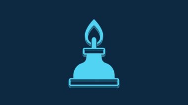 Blue Alcohol or spirit burner icon isolated on blue background. Chemical equipment. 4K Video motion graphic animation.