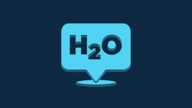 Blue Chemical formula for water drops H2O shaped icon isolated on blue background. 4K Video motion graphic animation.
