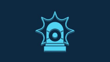 Blue Flasher siren icon isolated on blue background. Emergency flashing siren. 4K Video motion graphic animation.