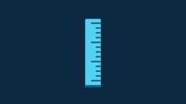 Blue Ruler icon isolated on blue background. Straightedge symbol. 4K Video motion graphic animation.