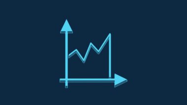 Blue Graph, schedule, chart, diagram, infographic, pie graph icon isolated on blue background. 4K Video motion graphic animation.