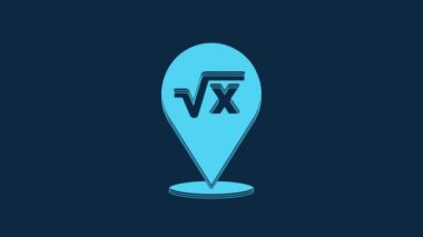 Blue Square root of x glyph icon isolated on blue background. Mathematical expression. 4K Video motion graphic animation.