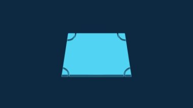 Mavi akut trapezoid şekil simgesi mavi arkaplanda izole edildi. 4K Video hareketli grafik canlandırması.