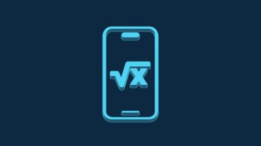Blue Square root of x glyph icon isolated on blue background. Mathematical expression. 4K Video motion graphic animation.
