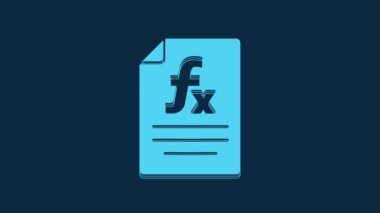 Blue Function mathematical symbol icon isolated on blue background. 4K Video motion graphic animation.