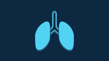 Mavi Ciğerler simgesi mavi arkaplanda izole edildi. 4K Video hareketli grafik canlandırması.