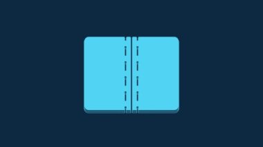 Blue Textile fabric roll icon isolated on blue background. Roll, mat, rug, cloth, carpet or paper roll icon. 4K Video motion graphic animation.