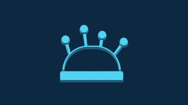 Blue Needle bed and needles icon isolated on blue background. Handmade and sewing theme. 4K Video motion graphic animation.