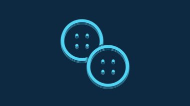 Blue Sewing button for clothes icon isolated on blue background. Clothing button. 4K Video motion graphic animation.