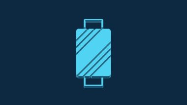 Blue Sewing thread on spool icon isolated on blue background. Yarn spool. Thread bobbin. 4K Video motion graphic animation.