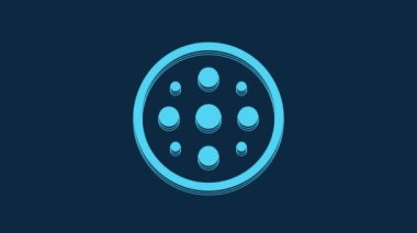 Blue Sewing button for clothes icon isolated on blue background. Clothing button. 4K Video motion graphic animation.