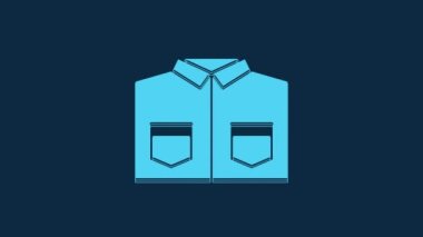 Blue Shirt icon isolated on blue background. 4K Video motion graphic animation.