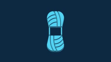 Blue Yarn icon isolated on blue background. Label for hand made, knitting or tailor shop. 4K Video motion graphic animation.