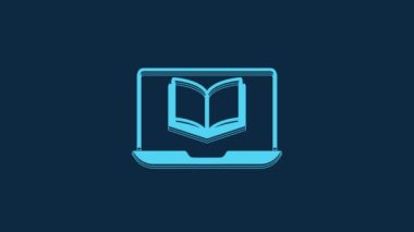 Blue Online class icon isolated on blue background. Online education concept. 4K Video motion graphic animation.