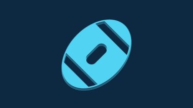 Blue American Football ball icon isolated on blue background. Rugby ball icon. Team sport game symbol. 4K Video motion graphic animation.