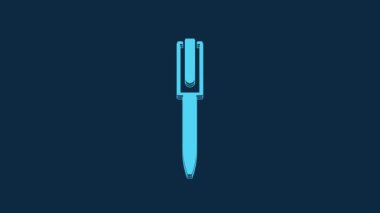 Blue Pen icon isolated on blue background. 4K Video motion graphic animation.