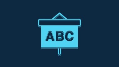 Blue Chalkboard icon isolated on blue background. School Blackboard sign. 4K Video motion graphic animation.