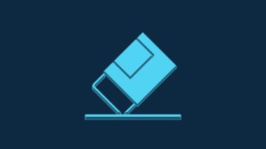 Blue Eraser or rubber icon isolated on blue background. 4K Video motion graphic animation.