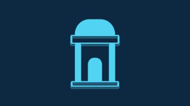 Blue Old crypt icon isolated on blue background. Cemetery symbol. Ossuary or crypt for burial of deceased. 4K Video motion graphic animation.