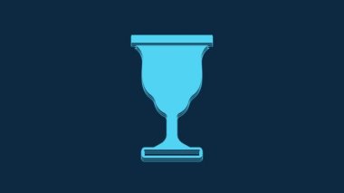 Blue Christian chalice icon isolated on blue background. Christianity icon. Happy Easter. 4K Video motion graphic animation.