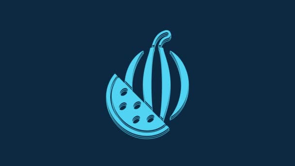 Blaue Wassermelone Symbol Isoliert Auf Blauem Hintergrund Video Motion Grafik — Stockvideo