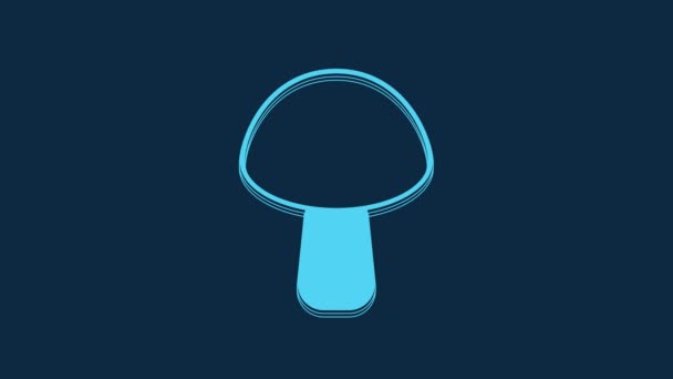 Ícone Cogumelo Azul Isolado Fundo Azul Animação Gráfica Movimento Vídeo — Vídeo de Stock
