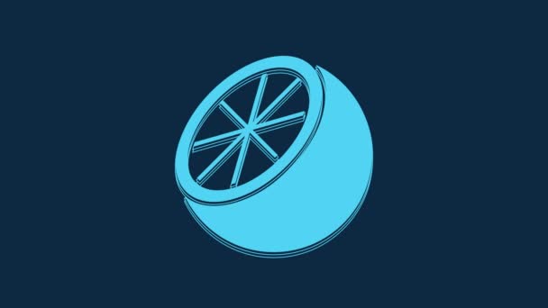 Ícone Frutas Laranja Azul Isolado Fundo Azul Animação Gráfica Movimento — Vídeo de Stock