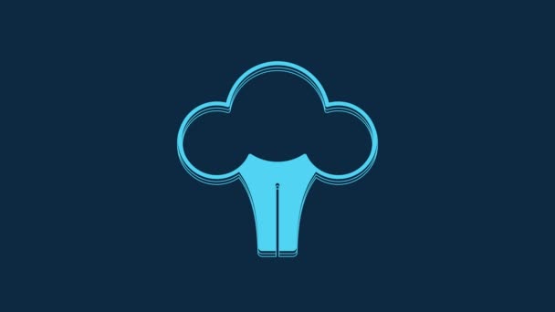Blue Broccoli Icon Isolated Blue Background Video Motion Graphic Animation — Vídeo de Stock